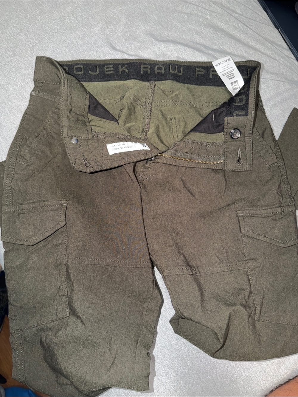 G-Star RAW Olive Cargo Pants with Branded Waistband